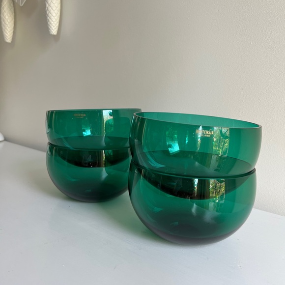 Set of 4 Vintage Green glass bowls, Hortensja Poland, rare find! - Picture 3 of 12